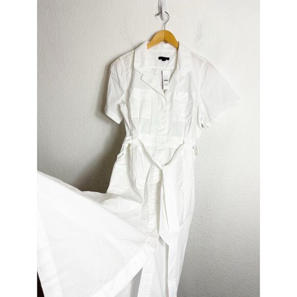 NWT J. Crew Patch-Pocket Cotton White Poplin Shirtdress Size 14 Lightweight - Picture 11 of 14